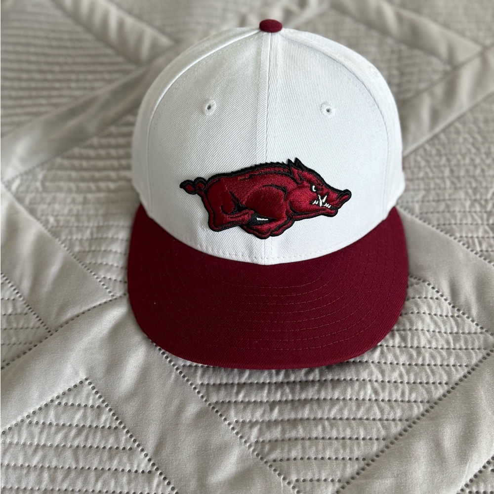 Arkansas Razorbacks New Era White and Red Cap